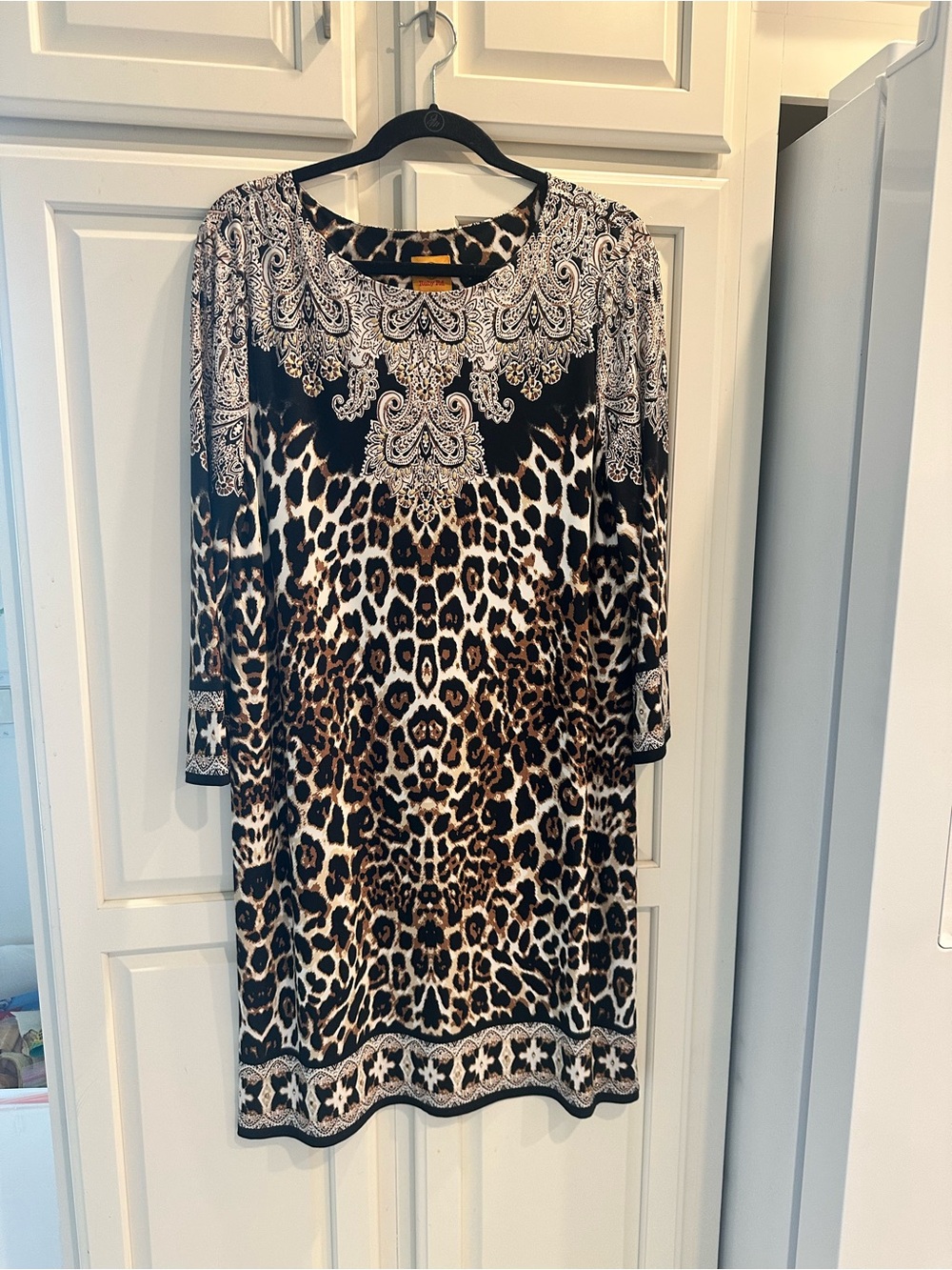 Ruby Rd. Leopard Print Midi Dress with Ornate Border